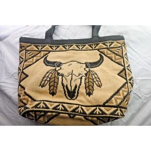 El Paso Saddle Blanket Tote Bag Cow Skull Feathers Western‎ Boho Southwest
